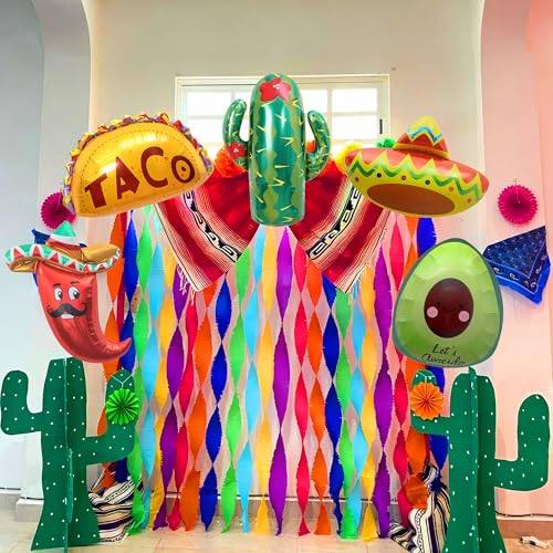5Pcs Cinco de Mayo Balloons, Mexican Fiesta Balloons