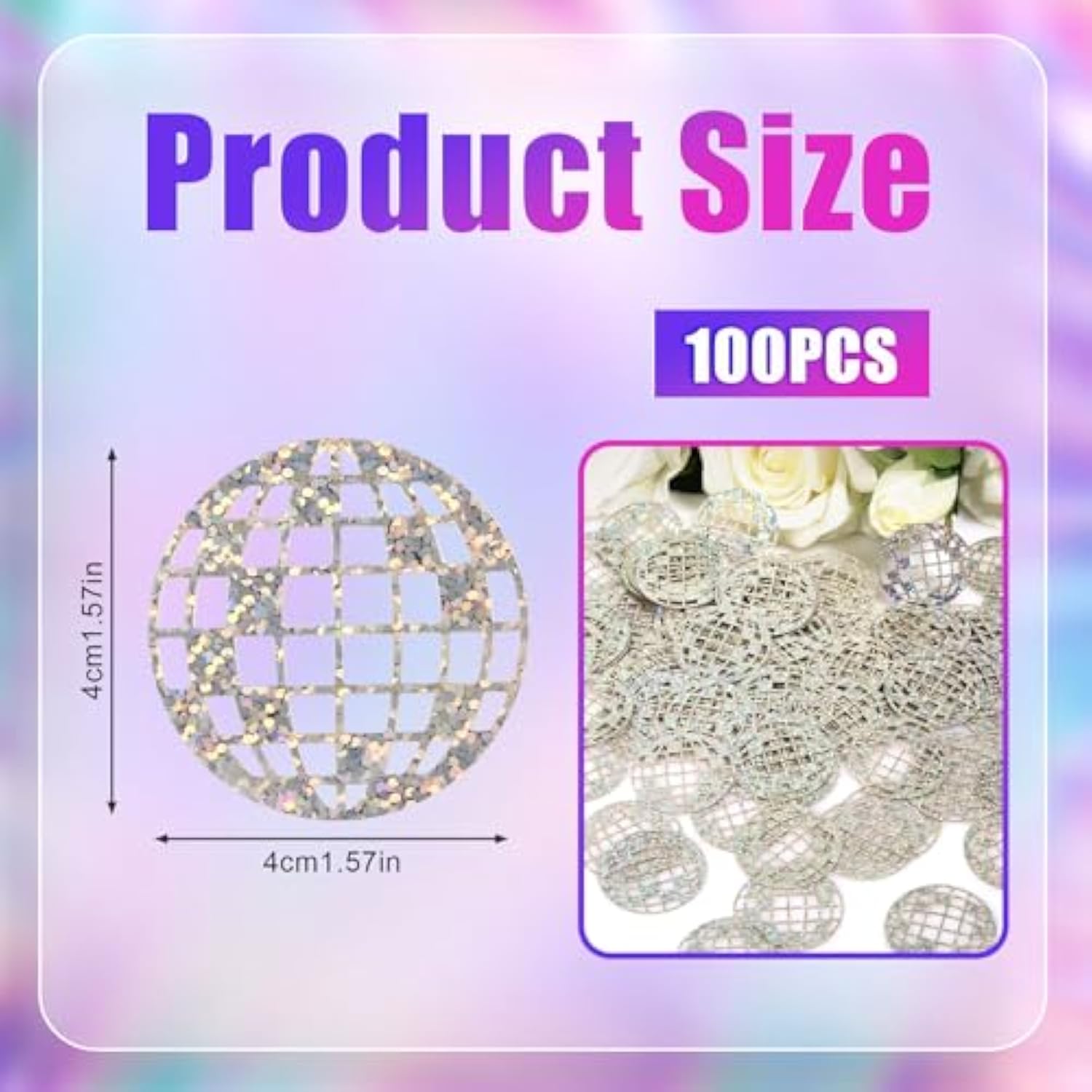 100pcs Glitter Disco Ball Confetti – 70s/80s Party & Bachelorette Décor