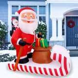 6.5Ft Christmas Inflatable Santa Rides A Sledge Decoration, Blow Up Outdoor Yard Decor, Built-In Led Lights Holiday Infl