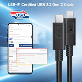Cable Matters [USB-IF Certified] 10 Gbps Gen 2 USB C to USB C Cable - 3.3ft / 1m, Supports Up to [4K@60Hz Video, 100W Charging, 10Gbps Data Transfer], Black