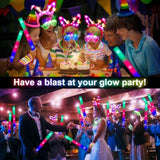 260 Pcs Glow In The Dark Party Supplies, New Year Party Favors - 20 Foam Glow Sticks, Led Glasses, Bunny Ear Headbands And 200 Glow Sticks For Kids Or Adults