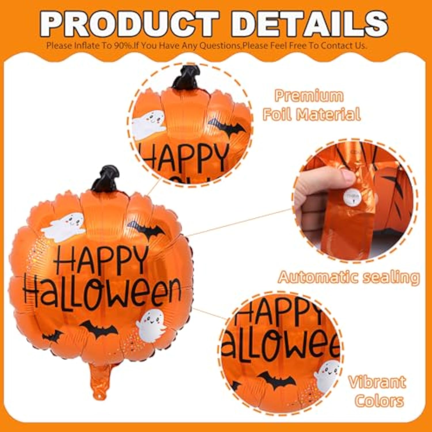 9-Pc Halloween Balloon Set – Ghost, Spider, Pumpkin & Bat Party Decor
