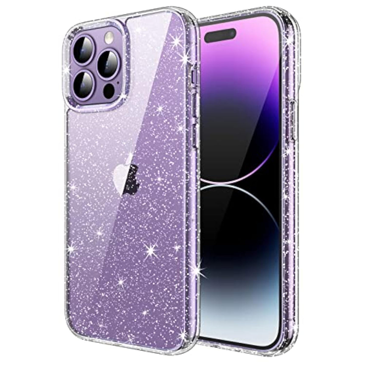 JETech Glitter Case for iPhone 14 Pro 6.1-Inch, Bling Sparkle Shockproof Phone Bumper Cover, Cute Sparkly for Women and Girls (Clear)