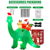 7Ft Christmas Inflatables Outdoor Decorations Dinosaur With Elk Elf Santa Claus Blow Up Yard Decorations With Built-In L