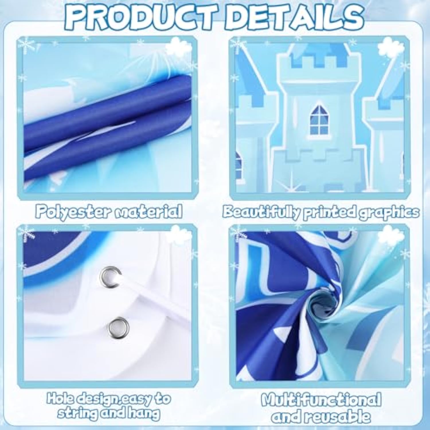 Winter Wonderland Door Cover Snowflake Hanging Banner Christmas Porch Sign Snow Castle Party Decorations For Winter Holiday Door Wall Decor Christmas Baby Shower Birthday Party Supplies