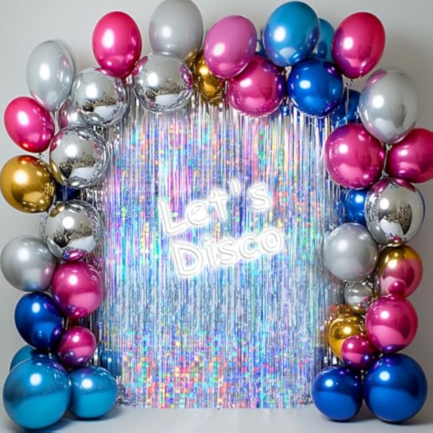 4 pack silver foil fringe curtain glitter tinsel backdrop for parties and weddings