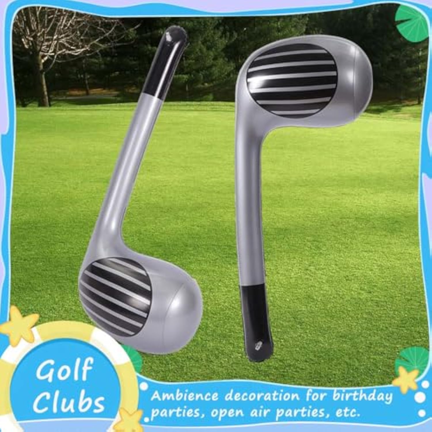 15Pcs Golf Balloons Sports Party Decor with 13pcs 18-Inch Balloons & 2 Golf Clubs