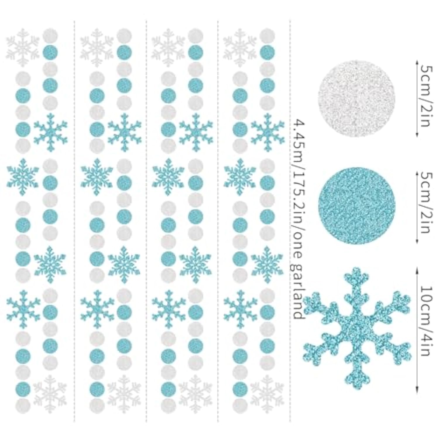 Snowflake-Snow Teal-Silver Christmas Party-Decorations Garland - 58Ft White Winter Wonderland Frozen Hanging Paper Streamers Banner,Birthday Wedding Baby Bridal Shower New Year Supplies Decor
