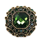 10 Pcs Green Rhinestones Inlaid Retro Round Octagon Metal Shank Sewing