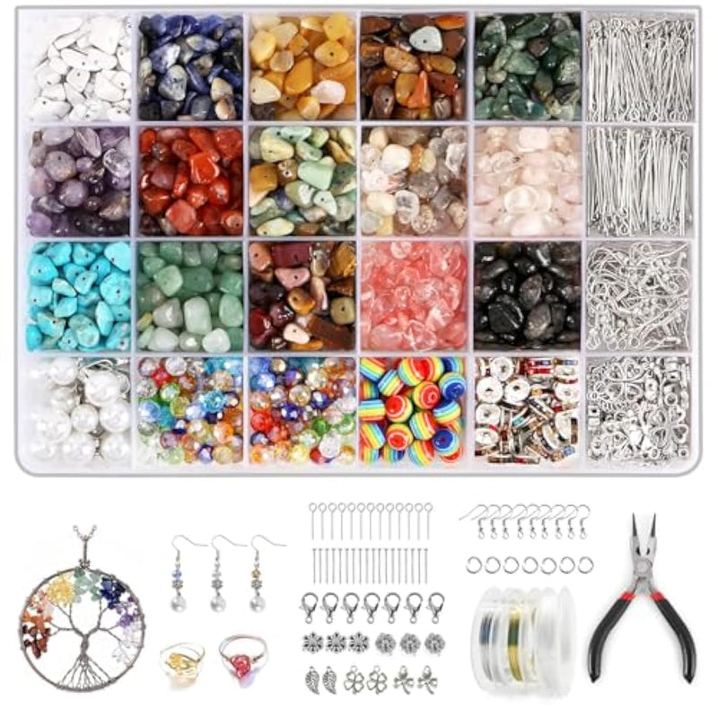 Jewelry Making Supplies Kit For Adults - 1200 Crystal Beads, Jewelry Pliers, Earring Hooks, Necklace Clasp, Beading Wire - Diy Bracelets/Earrings/Rings For Beginners & Professional