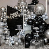 102PCS Black & Silver Balloon Garland Kit Party Decor for Birthday, Wedding, Shower and More