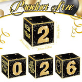2026 Gold Black Balloon Box Kit New Year Eve Party Decorations