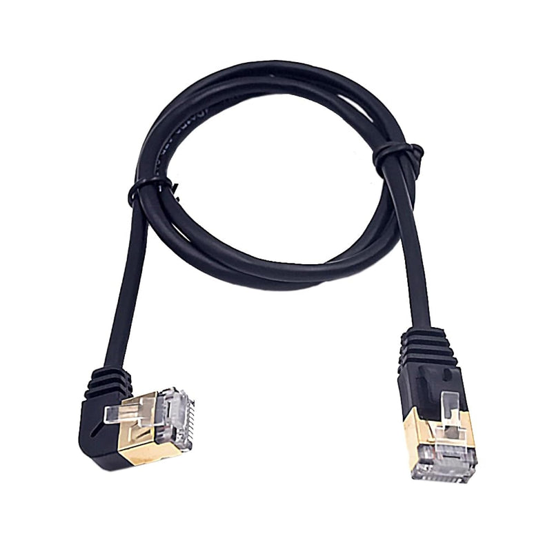 2Ft Rj45 Cat8 Ethernet Cable, 90 Degree Left Angle Rj45 Male To Rj45 Male 10 G