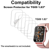 6-Pack Screen Protector Compatible With Trendia Tg09 1.83” Fitness Tracker Smart Watch, Soft Tpu, Full Coverage, Bubble Self-Healing, With Non-Slip Pad Sticker
