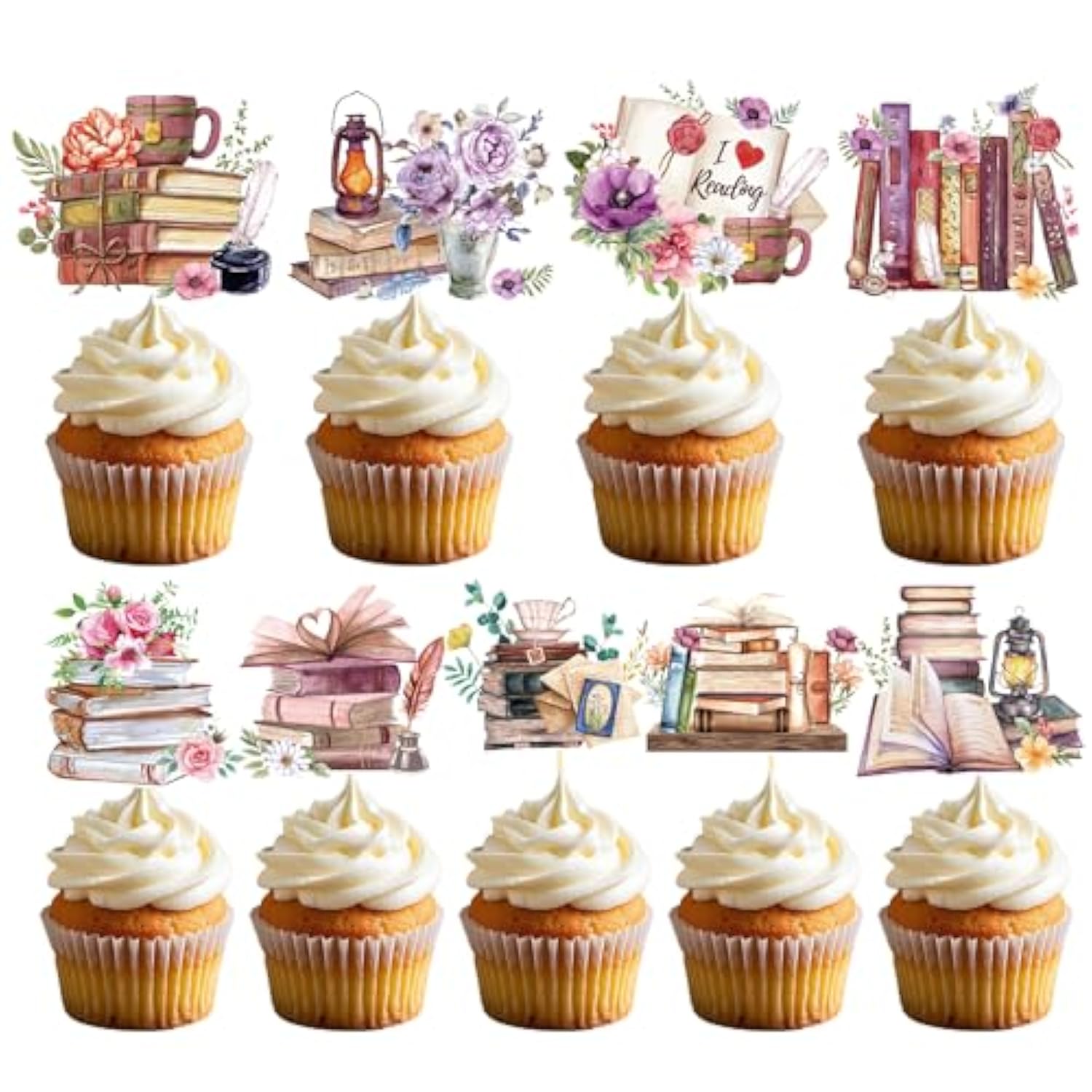 Book Themed Party Decorations - 36Pcs Book Club Cupcake Toppers Birthday Decoration I Love Reading Cupcake Picks Decor Supplies For Library