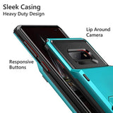 For Samsung Galaxy S10E Case Wallet [4 Card Pocket] Card Holder Slot Scratch Resistant Dual Layer Protective Bumper Tough Rubber Armor Hard Shell Cover Case For Galaxy S10 E Light Blue