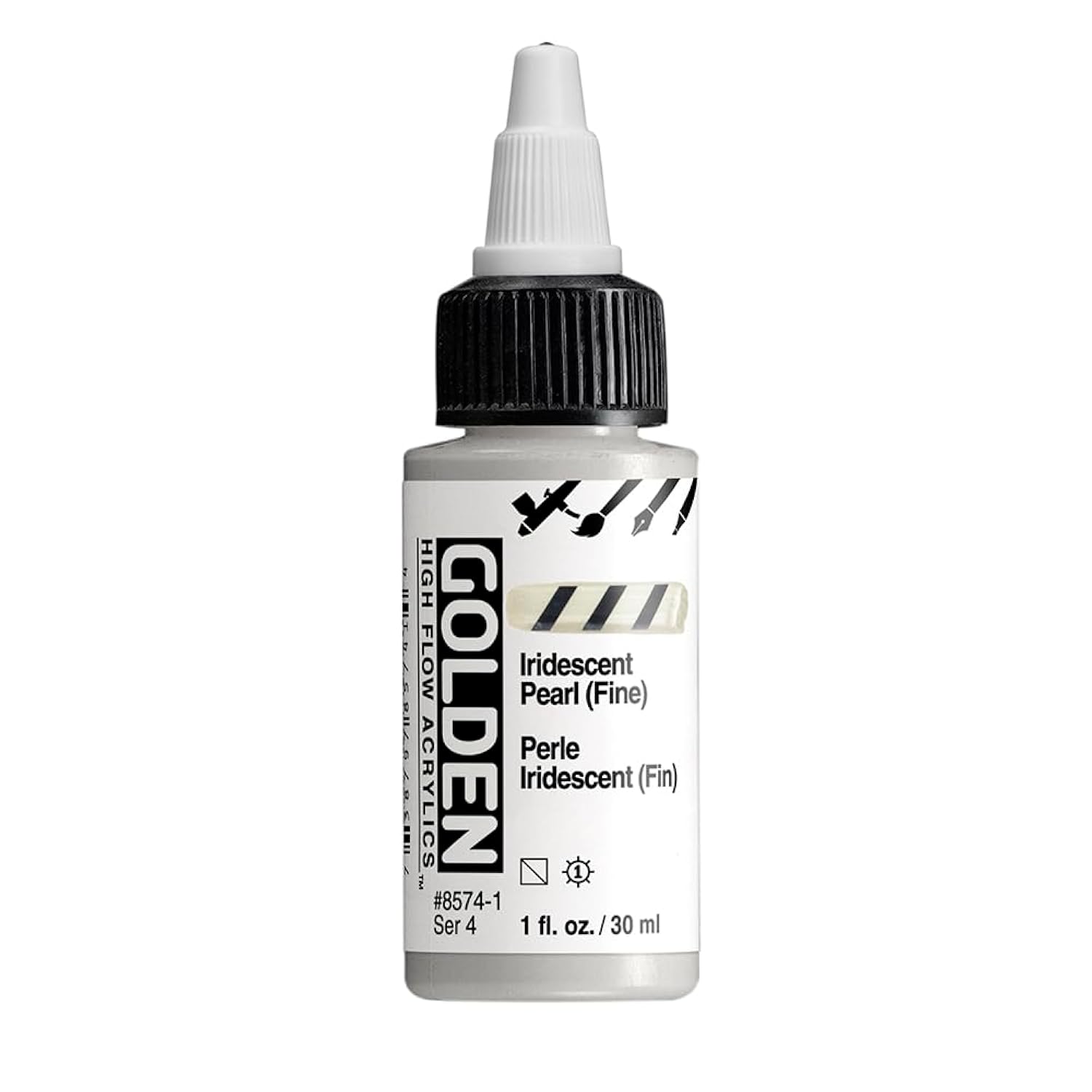 High Flow Acrylics by GOLDEN, Iridescent Pearl (Fine), 1 fl. oz. Bottle, Professional Acrylic Paint, Semi-Transparent