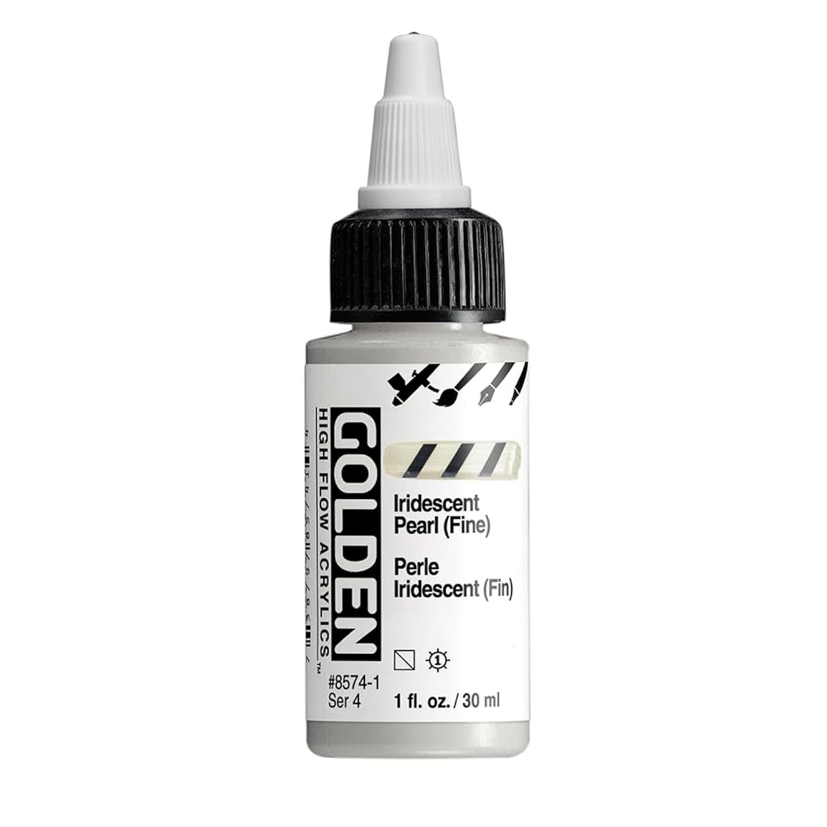 High Flow Acrylics by GOLDEN, Iridescent Pearl (Fine), 1 fl. oz. Bottle, Professional Acrylic Paint, Semi-Transparent