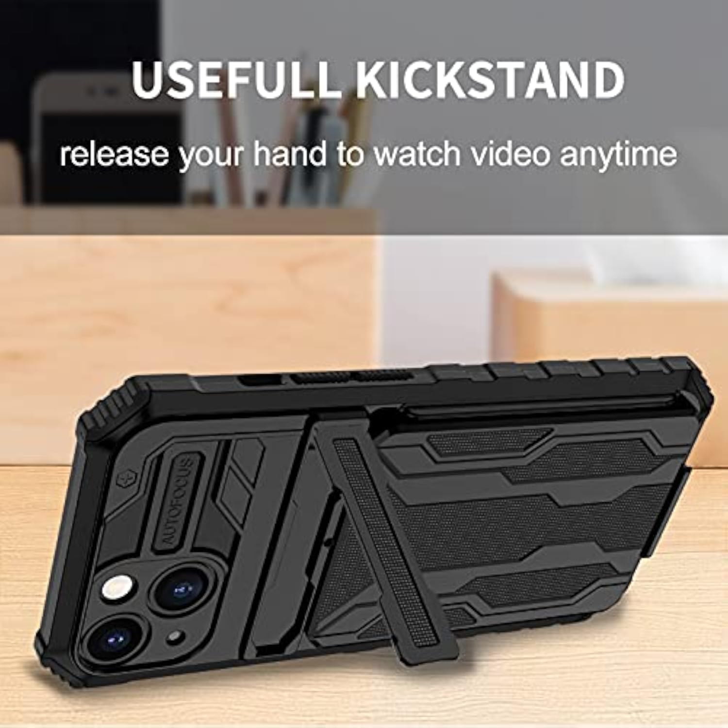 Premium iPhone 13 Wallet Case with Card Holder, Black - Protective Phone Case with Tempered Glass Screen Protector