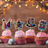 24pc Colorful 2026 New Year Cupcake Toppers Festive Countdown Party Decor