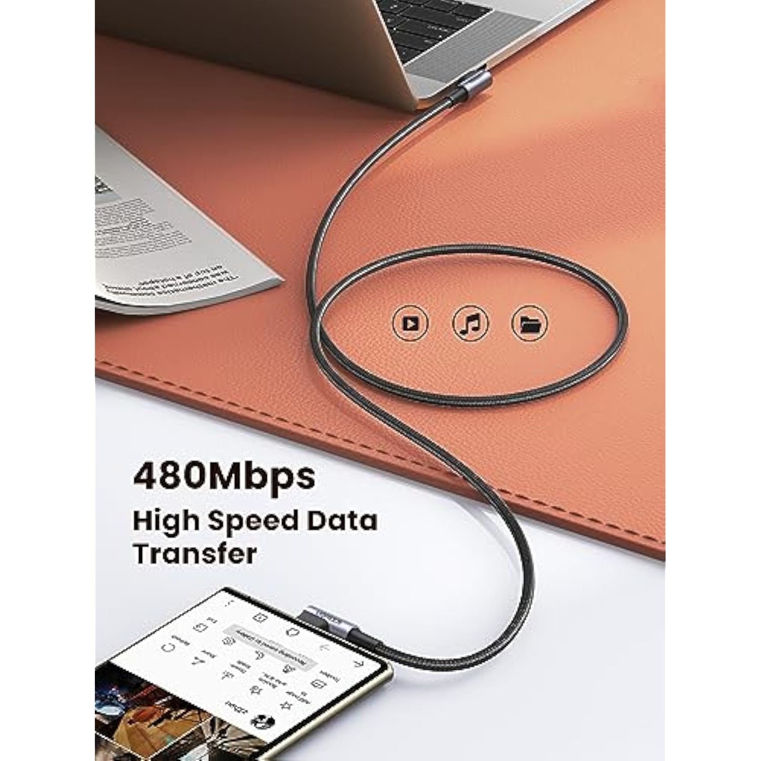 UGREEN Right Angle USB C Cable, 60W USB C Fast Charging Cable 90 Degree Compatible with iPhone 17/17 Plus/17 Pro/16, MacBook Pro, iPad Pro, Samsung Galaxy S25/S24, Google Pixel 8/7, 6.6FT