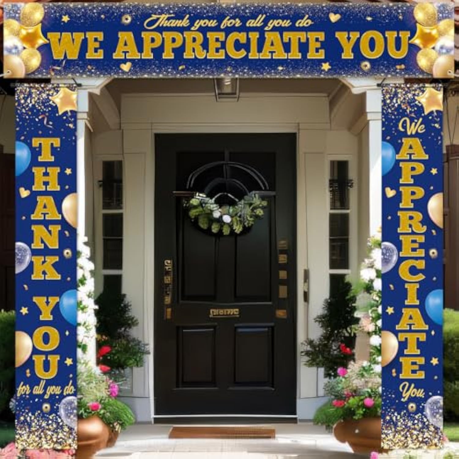 3 Pcs Customer Service Week Decorations Thank You Vet Tech Week Pastor Appreciation Party Banner Ma Pa Photo Backdrop We Appreciate You For Hard Work Party Supply(Classic)