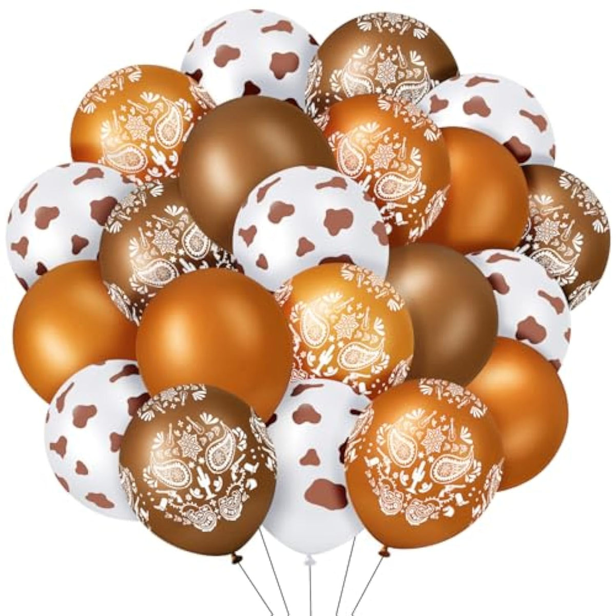 60-Pc Brown Cowgirl Bandana Balloon Set for Western Party Décor