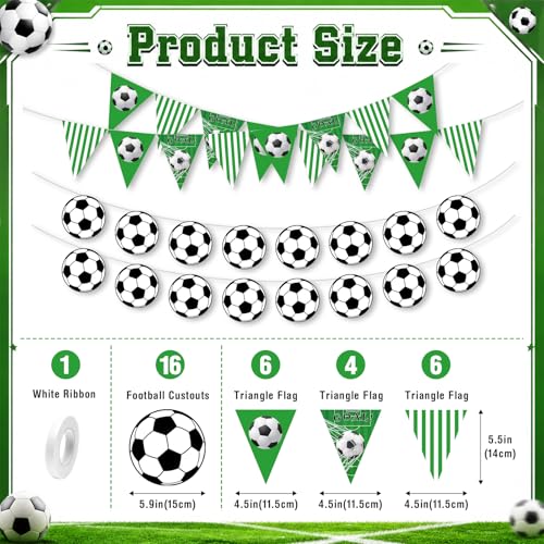 Green Soccer Banner Party Decorations,4Pcs Soccer Hanging Banner Set