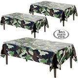 3-Pack Army Camo Plastic Tablecloths – 54" x 102" Military Party Covers for Tables & Decor