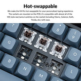 K4 Pro Custom Wireless Mechanical Keyboard, 96 Keys Hot-Swappable Qmk/Via Programmable Macro With K Pro Red Switch Rgb Backlit Compatible Mac Windows Linux - Black
