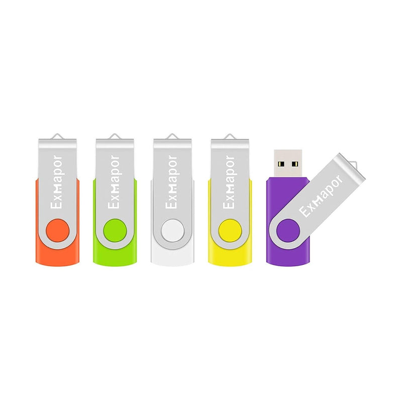 Usb Flash Drive 64Gb Thumb Drives 5 Pack Multi-Color Swivel Memory Sticks With