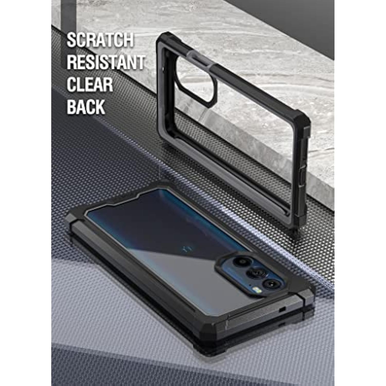 Guardian Series Case Designed For Motorola Edge Plus 5G 6.7" (2022) / Edge+ 5G Uw (2022), Model # Xt2201,Full Body Hybrid Shockproof Bumper Cover With Builtin Screen Protector, Black/Clear