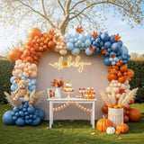 Fall Pumpkin Balloon Garland Arch Kit Retro Orange Nude Blue Banner for Baby Shower Party