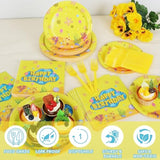 Yellow Cartoon Party Supplies Serves 25 - Plates And Napkins Tableware Set With Cups Banner Forks Disposable Dinnerware For Under The Sea Ocean Baby Shower Party Decorations