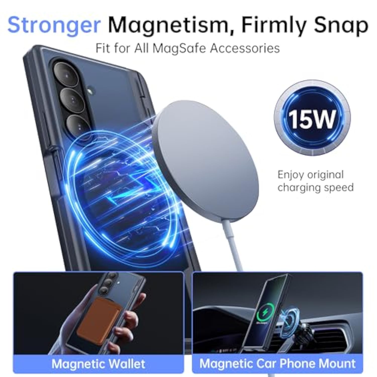 Magnetic For Z Fold 7 Case With Privacy Screen Protector, Compatible With Magsafe, Full-Body Slim Coverage Hinge Protection, Shockproof Phone Cover For Samsung Galaxy Z Fold7, Jet Black