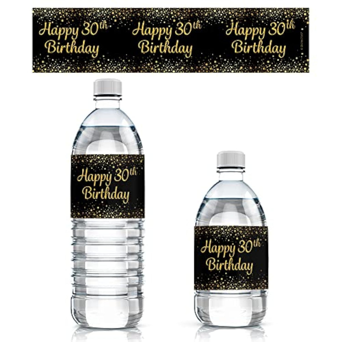Black And Gold 30Th Birthday Water Bottle Labels – 20 Waterproof Stickers For 30Th Birthday Party Decorations And Favors