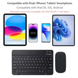 Rechargeable Bluetooth Keyboard And Mouse Combo For Ipad, Ultra-Slim Portable Wireless Mouse Keyboard For Ipad Pro Air Mini Iphone Samsung Tablet Cell Phone Android, Ipados/Ios 13 And Above (Black)