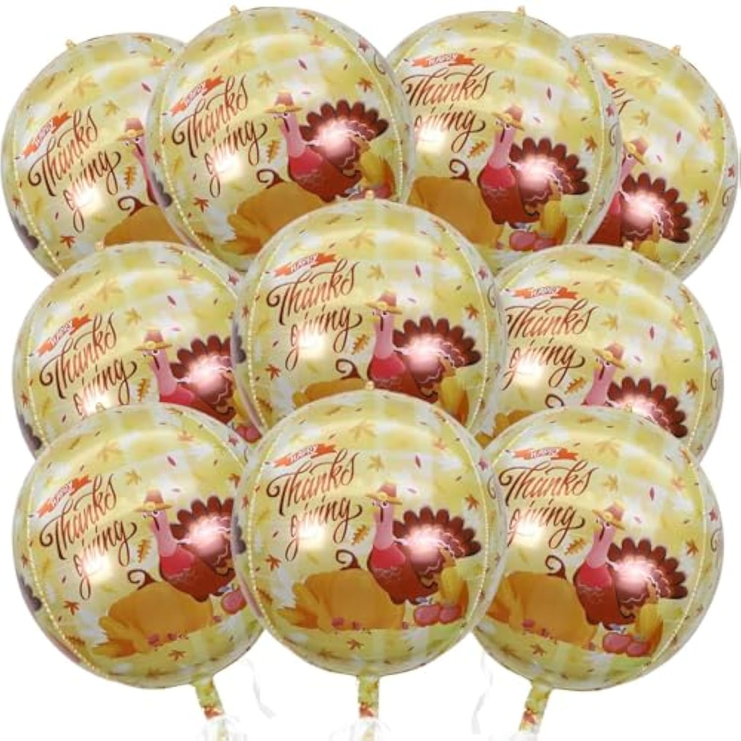 Thanksgiving Balloons 10Pcs 22Inch Orange Turkey 4D Foil Balloons for Fall Party Decor