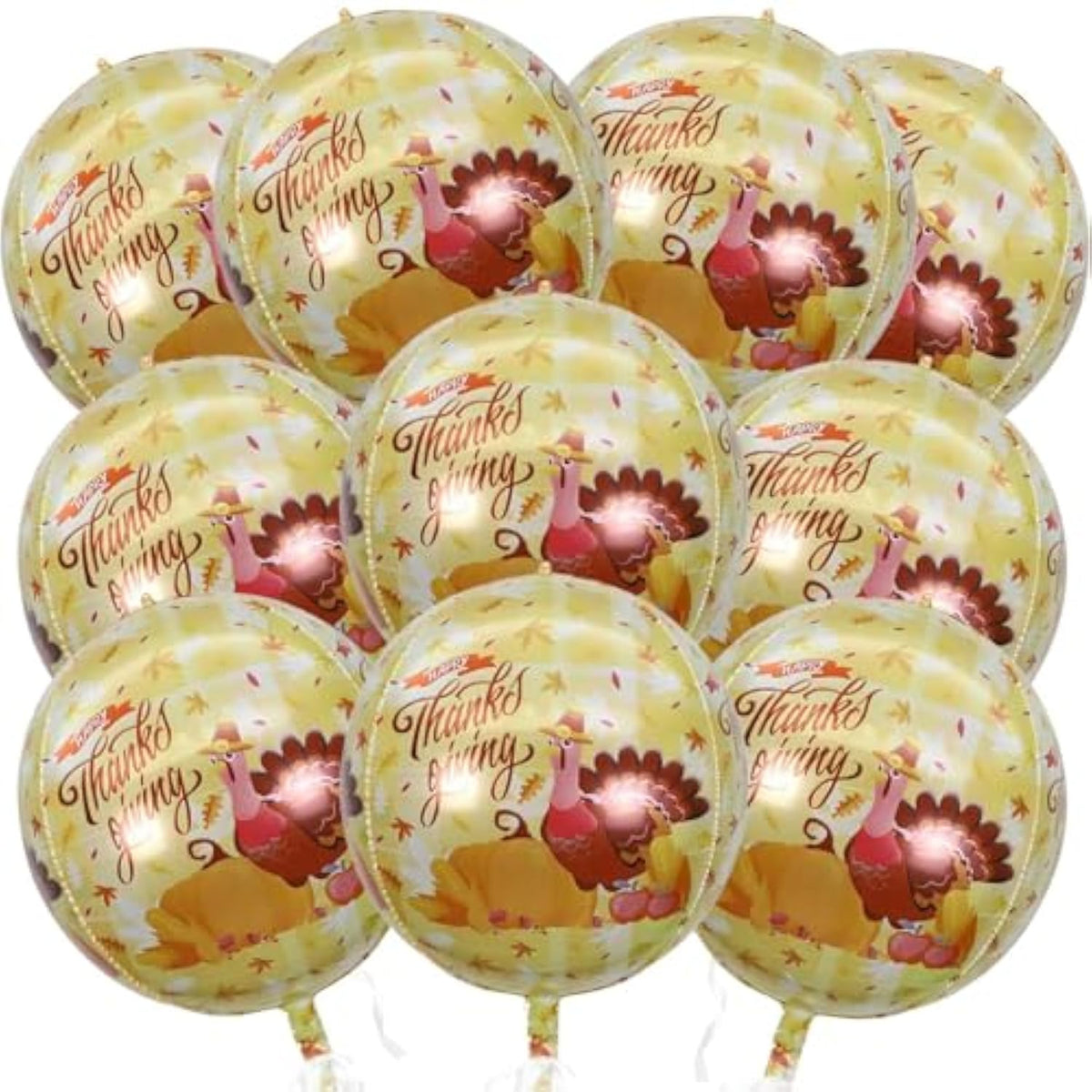 Thanksgiving Balloons 10Pcs 22Inch Orange Turkey 4D Foil Balloons for Fall Party Decor