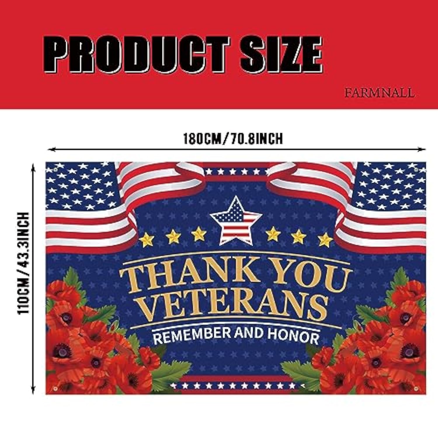 Veterans Day Decorations Photography Red Poppies Thank You Veterans Day Banner 4Th Of July Patriotic Fourth Of July Backdrop Remember And Honor Decorations And Supplies For Party