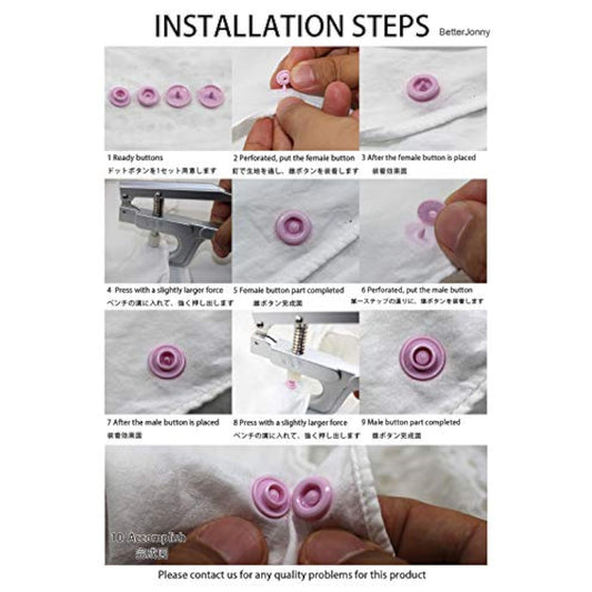 Kam Snaps Buttons + Snap Pliers, Starter Fasteners Kit, 384 Sets 24-Co