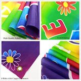 71×44 Rainbow Retro Hippie Backdrop — Groovy 60s Boho Party Decoration