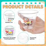 100 Pcs Back To School Cups Bulk First Day Of School Party Favor Disposable Plastic Cups 9 Oz Party Decorative Clear Glasses For Juice Beverage Drinks Holiday Table Supplies(Popular Style)