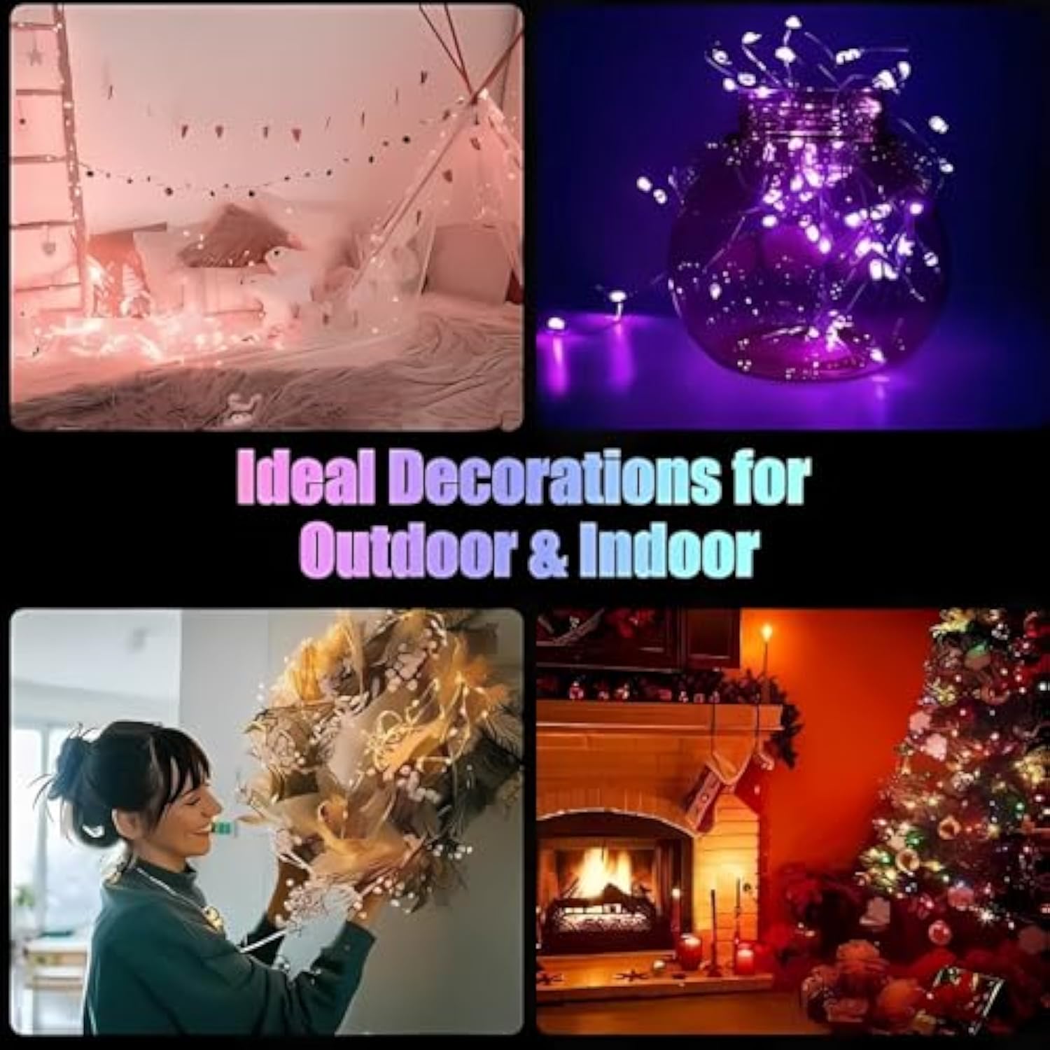 2-Pack 19.68Ft 60Led Rgb Fairy Lights With Remote & Timer - Silver Wire String Lights, Super Bright Waterproof For Chris