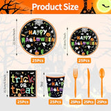 175pcs Halloween Tableware Party Supplies Set Plates Cups Napkins Cutlery Serves 25