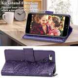 Wallet Case For Iphone Se 2020/Se 2022/Iphone 8/Iphone 7,Women Butterfly Embossed Pu Leather Stand Card Slots Wrist Strap Flip Folio Cover For Iphone 6/6S/7/8/Se 2Nd/Se 3Rd Gen (Purple)