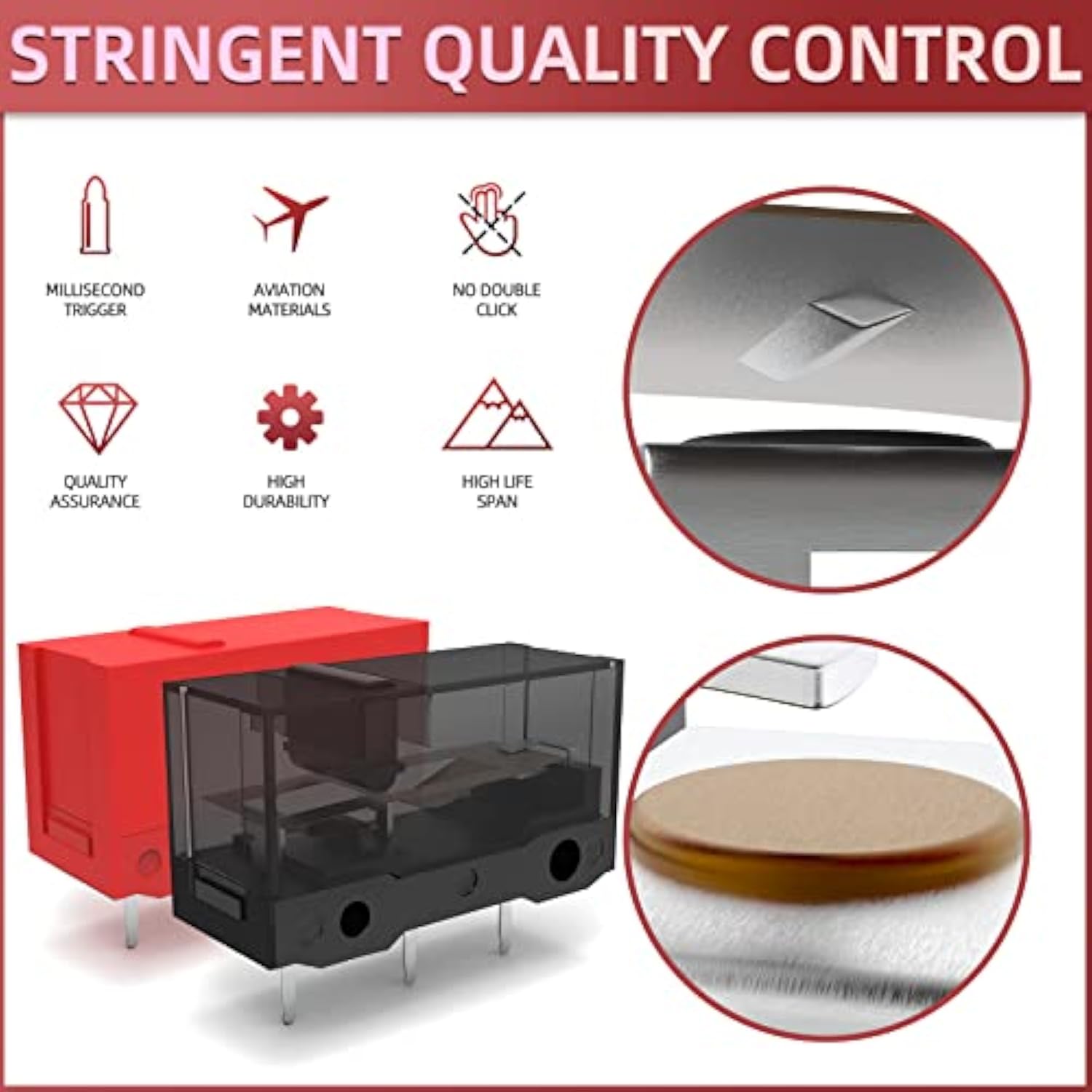 Red Kailh Gm4.0 And Black Gm8.0 Mouse Micro Switch For Gaming Mouse