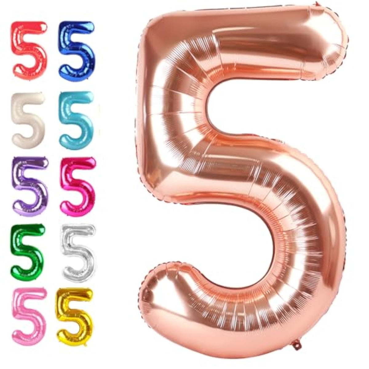 40-Inch Rose Gold Number 5 Foil Balloon for Birthday and Anniversary Parties