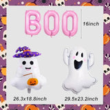 9pcs Halloween Balloons Pink BOO Pumpkin Ghost Party Decorations for Birthday Decor