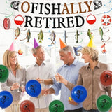 Retirement Party Decorations Men Women, Ofishally Retired Banner Balloons Cake Topper Hanging Swirls Kit, Fishing Themed Happy Retirement Party Supplies For Coworker